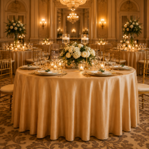 120” Round Gold Bridal Satin Table Linen