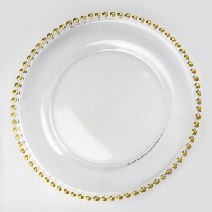 Charger Plate With Gold Beaded Rim