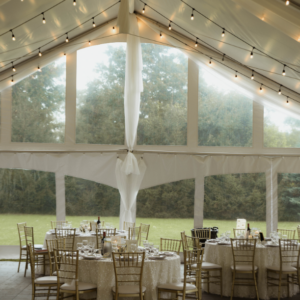White Sheer Tent Leg Drape