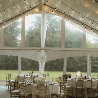 White Sheer Tent Leg Drape