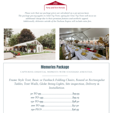 Memories Frame Tent Package