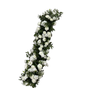 White Floral Table Runner With Greenery